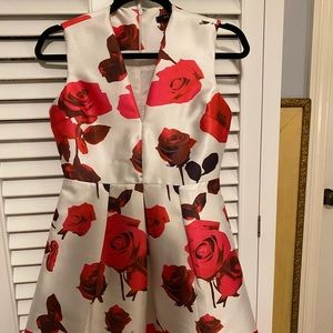 White dress with rose pattern